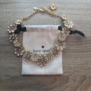 kate spade Gold Floral Crystal Statement Necklace